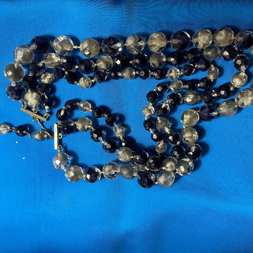Vintage Multi-Strand Faceted Glass Bead Necklace
